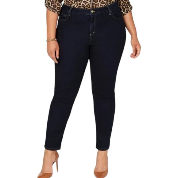 MICHAEL KORS Plus Size Selma High-Rise Stretch Skinny Jeans Dark Wash Blue Sz 18 - Picture 1 of 12